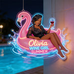 Wine Girl Summer - Personalized Wine Neon LED Light Sign