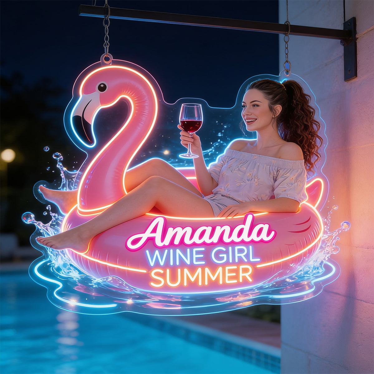 Wine Girl Summer - Personalized Wine Neon LED Light Sign