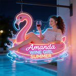 Wine Girl Summer - Personalized Wine Neon LED Light Sign