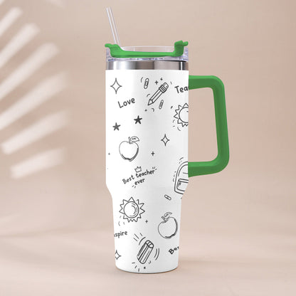 Back To School - Personalized Teacher Tumbler With Handle