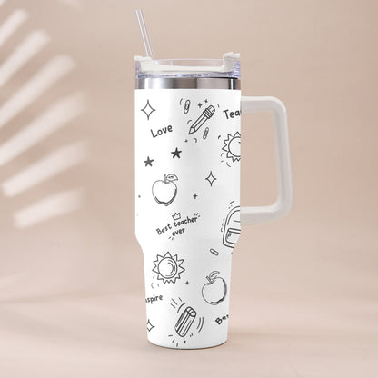 Back To School - Personalized Teacher Tumbler With Handle