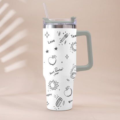 Back To School - Personalized Teacher Tumbler With Handle
