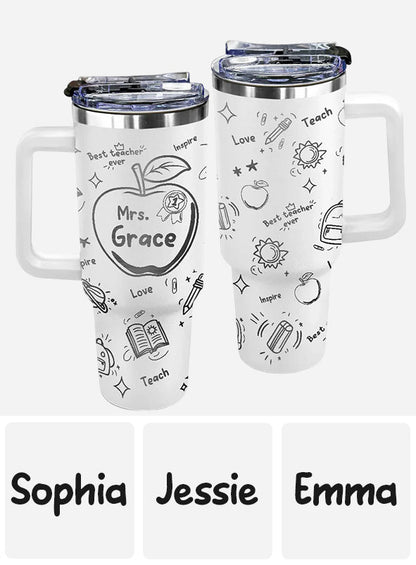 Back To School - Personalized Teacher Tumbler With Handle