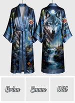 Strong Wolf - Personalized Wolf Satin Robe