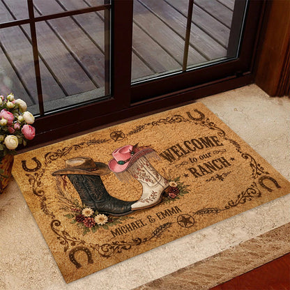 Welcome To Our Ranch - Personalized Western Outfit Doormat