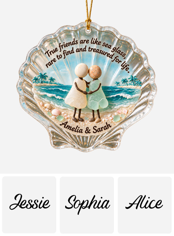 Sea Glass Friends - Personalized Bestie Custom Shape Glass Ornament
