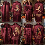 My Broom Broke - Personalized Wine Satin Robe