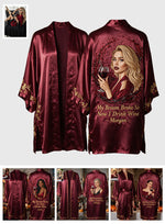 My Broom Broke - Personalized Wine Satin Robe