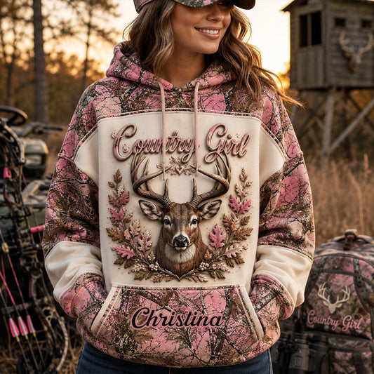 Country Girl - Personalized Hunting All Over Shirt