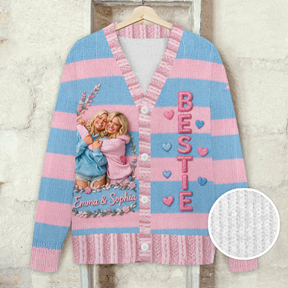 Any Photo Bestie Forever - Personalized Bestie Cardigan Sweater