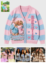 Any Photo Bestie Forever - Personalized Bestie Cardigan Sweater