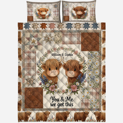 You & Me We Got This - Personalized Highland Cow Quilt Set