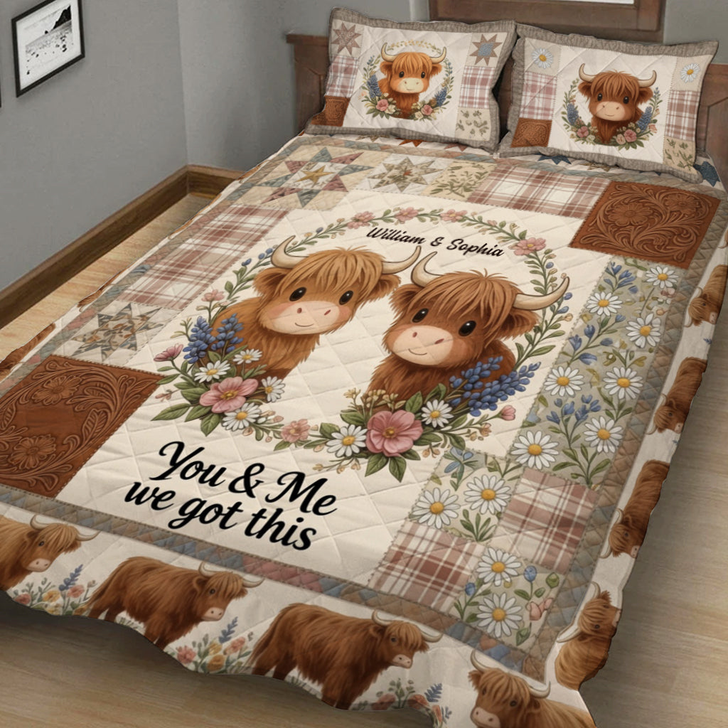 You & Me We Got This - Personalized Highland Cow Quilt Set