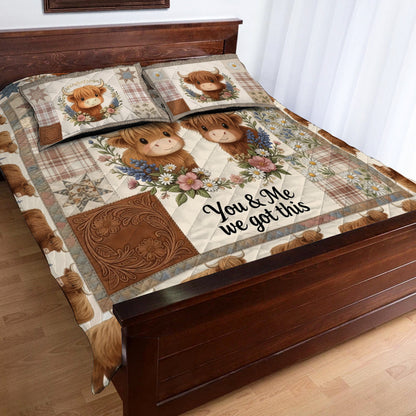 You & Me We Got This - Personalized Highland Cow Quilt Set