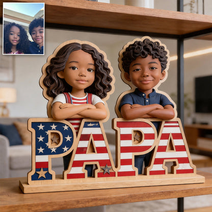 Father's Day Gift - Personalized Father 2 Layered Big Freestanding