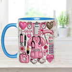 Love Being A Nurse - Personalized Nurse Set Accent Mug with Acrylic Stirrers