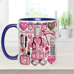 Love Being A Nurse - Personalized Nurse Set Accent Mug with Acrylic Stirrers