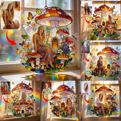 Mushroom Hippie Style - Personalized Mushroom Window Hanging Suncatcher Ornament