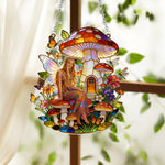 Mushroom Hippie Style - Personalized Mushroom Window Hanging Suncatcher Ornament