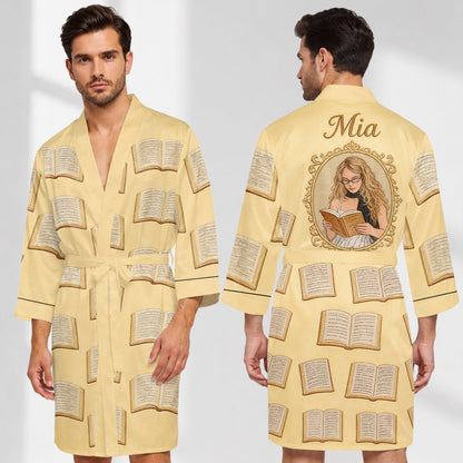Just A Girl Who Loves Reading Books - Personalized Book Satin Robe