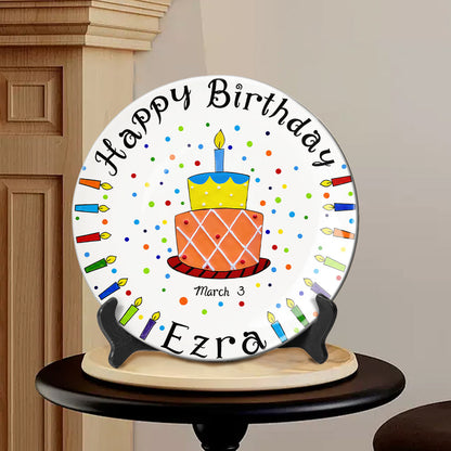 Birthday Gift - Personalized Birthday Ceramic Round Plate