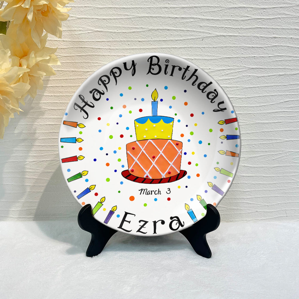Birthday Gift - Personalized Birthday Ceramic Round Plate