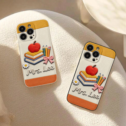 Teacher Gifts - Personalized Teacher 3D Embossed Leather Phone Case