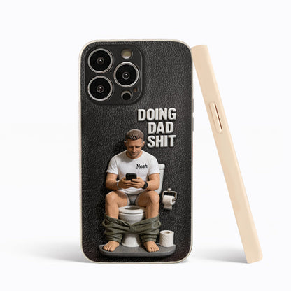 Doing Dad Shit - Personalized Father 3D Embossed Leather Phone Case