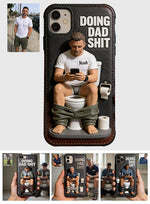 Doing Dad Shit - Personalized Father 3D Embossed Leather Phone Case
