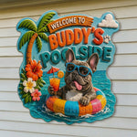 Welcome To My Pool Funny Pet - Personalized Dog 3D Printed Cut Metal Sign