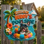 Welcome To My Pool Funny Pet - Personalized Dog 3D Printed Cut Metal Sign