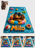 Funny Pet Summer Vibes Poolside - Personalized Dog Non-Slip Tufted Rug
