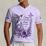 Fight Against Alzheimer, Alzheimer Awareness Gift - Personalized Alzheimer Awareness Fully Printed V-Neck T-Shirt