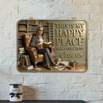 My Happy Place - Personalized Book 3D Printed Cut Metal Sign