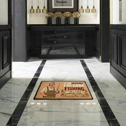 If I'm Missing I've Gone Missing - Personalized Fishing Shaped Doormat/ Rug