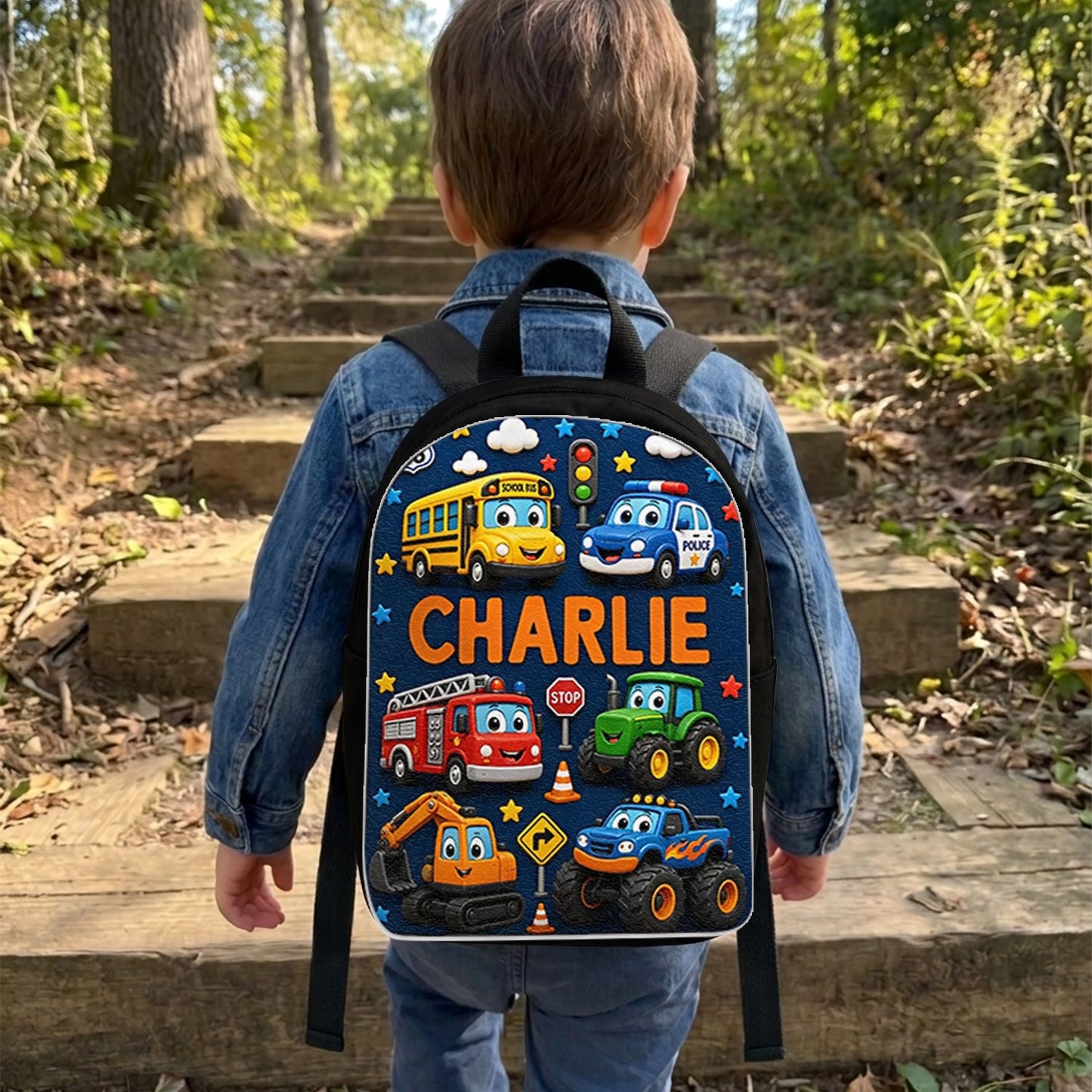First Day of School, Back To School Gift - Personalized Kid Changeable Leather Patch Backpack