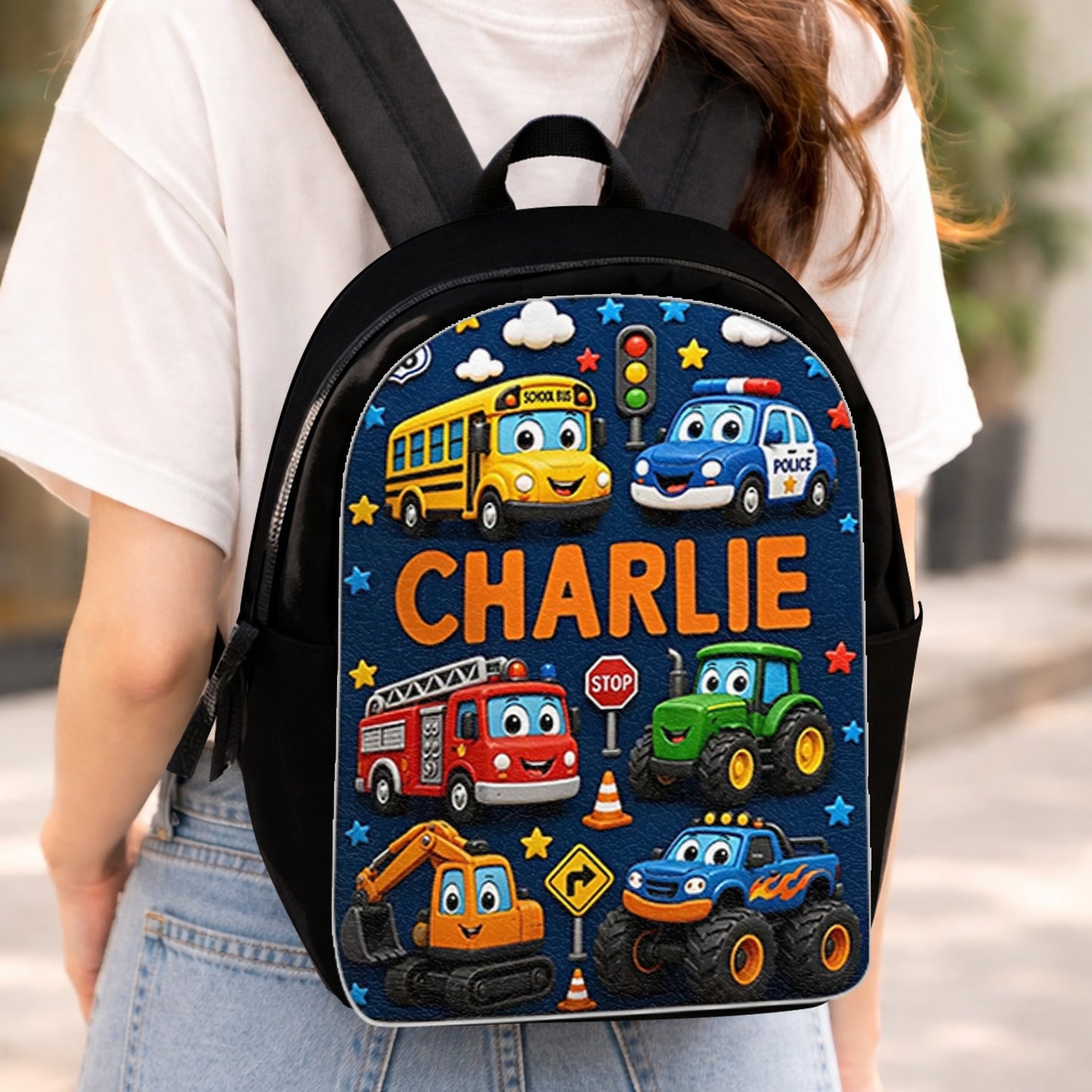 First Day of School, Back To School Gift - Personalized Kid Changeable Leather Patch Backpack