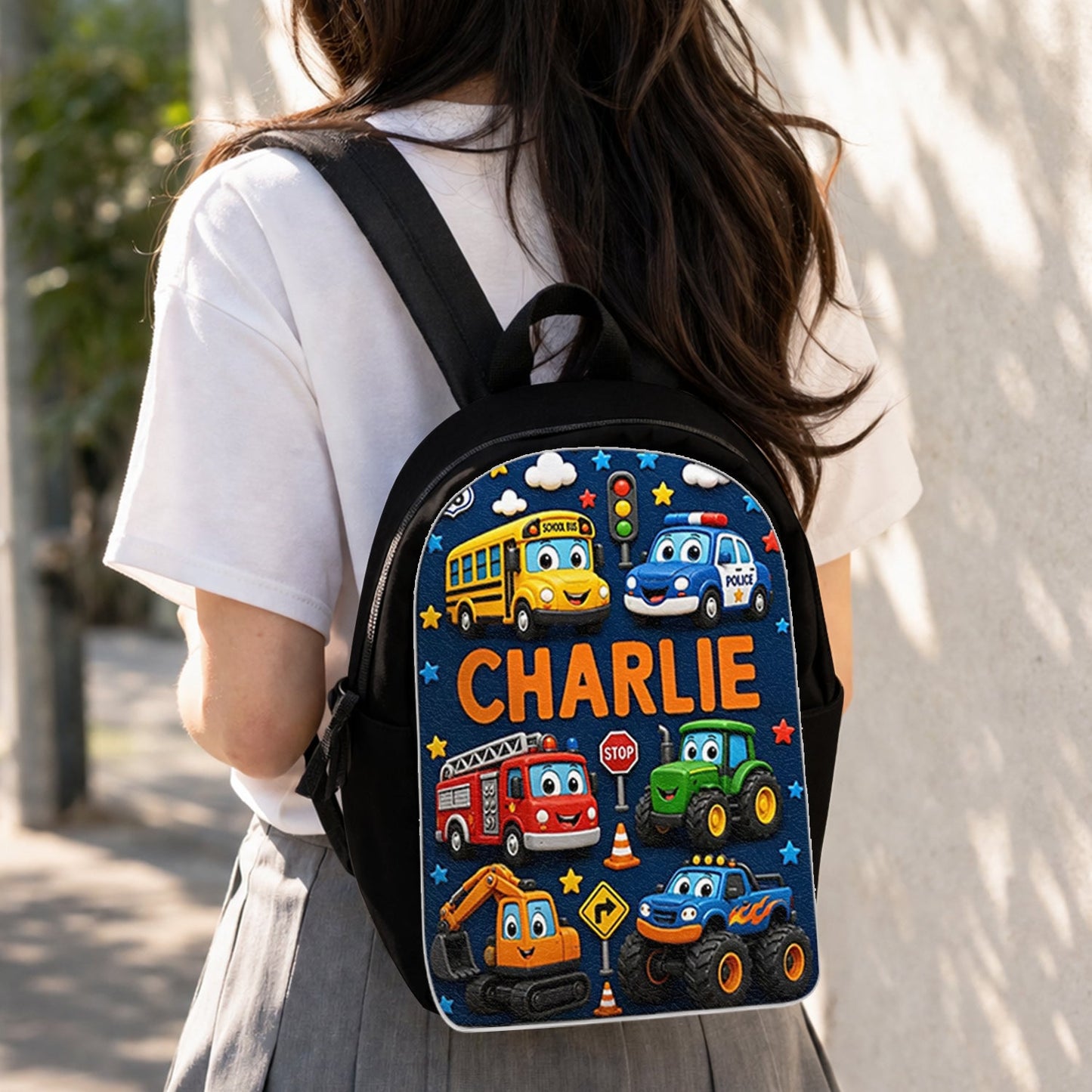 First Day of School, Back To School Gift - Personalized Kid Changeable Leather Patch Backpack