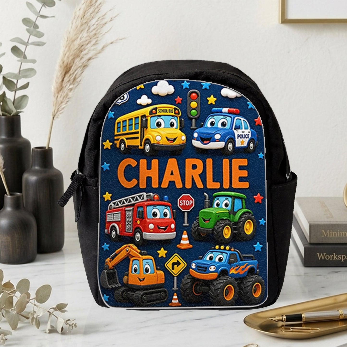 First Day of School, Back To School Gift - Personalized Kid Changeable Leather Patch Backpack