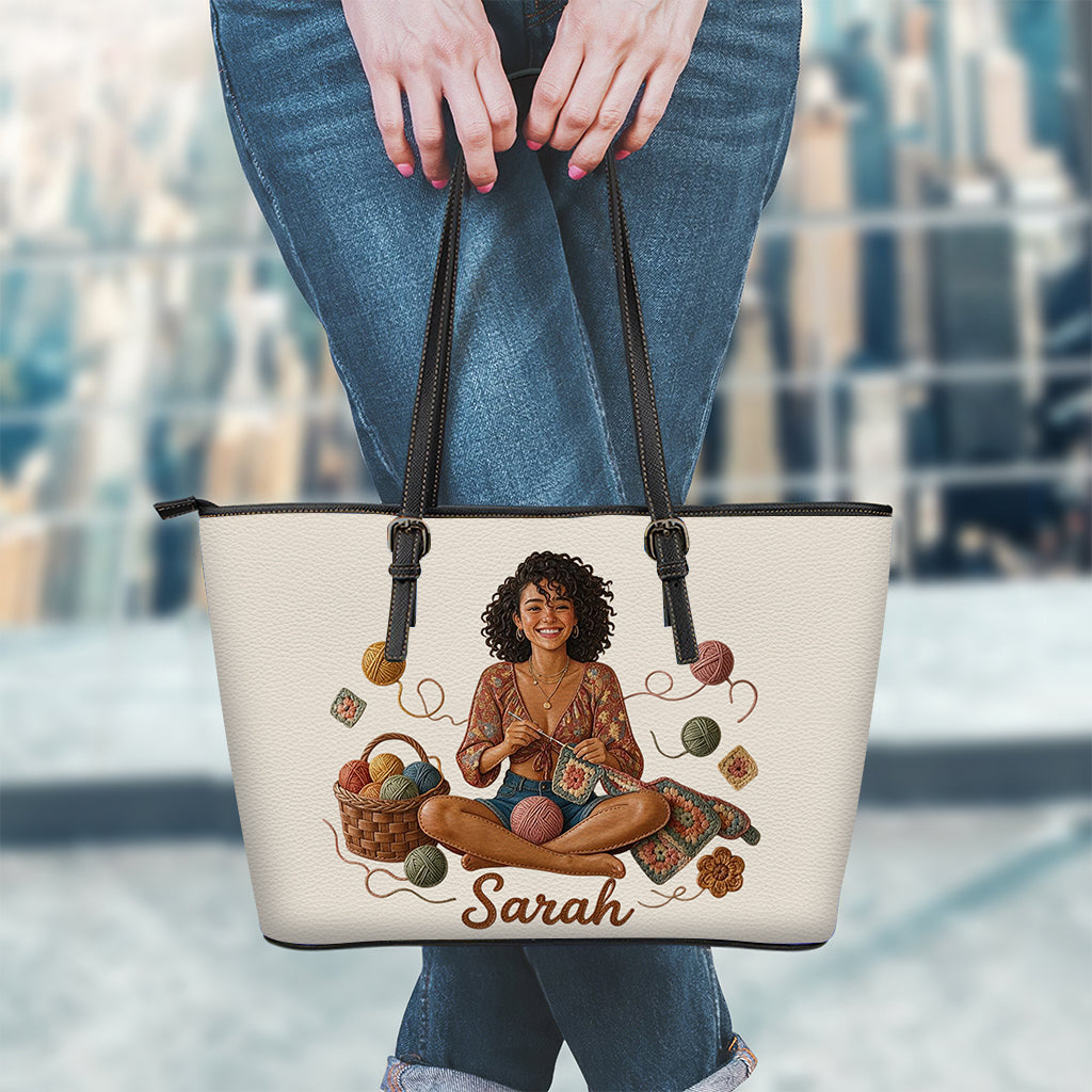Life Is Better with Yarn - Personalized Crocheting Leather Bag