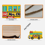 School Bus 3D Shaped Door Sign - Personalized Teacher Custom Shaped Wood Sign