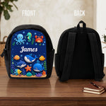 Ocean Life, Back To School Gift - Personalized Kid Changeable Leather Patch Backpack