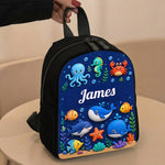 Ocean Life, Back To School Gift - Personalized Kid Changeable Leather Patch Backpack