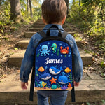 Ocean Life, Back To School Gift - Personalized Kid Changeable Leather Patch Backpack