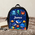 Ocean Life, Back To School Gift - Personalized Kid Changeable Leather Patch Backpack