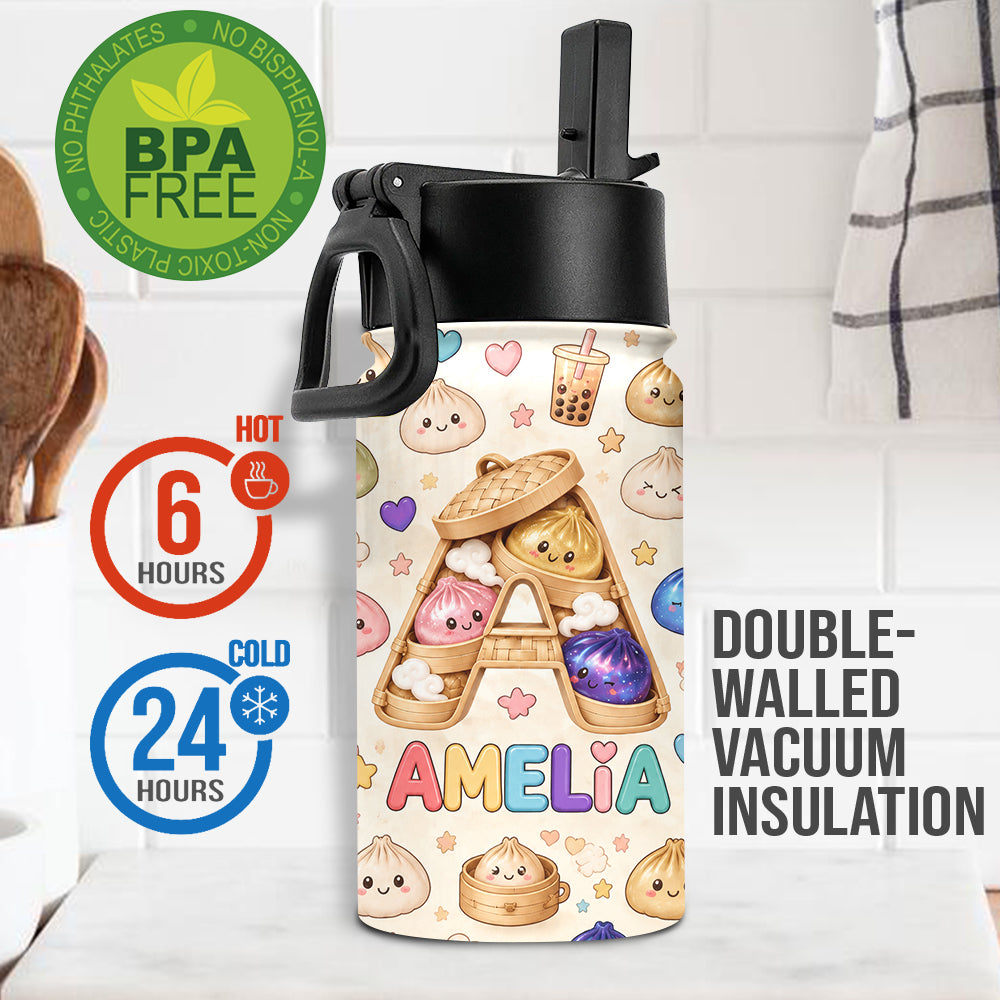 Cute & Fun Dumpling Alphabet For Kid - Personalized Kid Kids Water Bottle