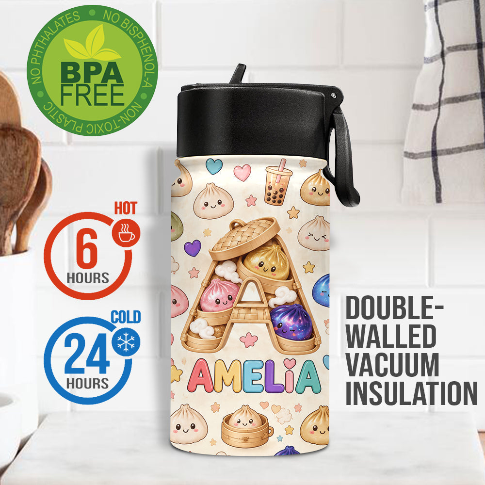 Cute & Fun Dumpling Alphabet For Kid - Personalized Kid Kids Water Bottle