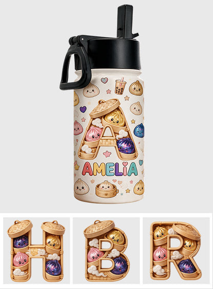 Cute & Fun Dumpling Alphabet For Kid - Personalized Kid Kids Water Bottle
