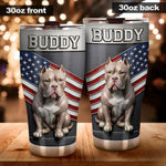 Custom Any Photo Pet With American Flag Pattern - Personalized Dog Tumbler