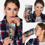 Custom Any Photo Pet With American Flag Pattern - Personalized Dog Tumbler